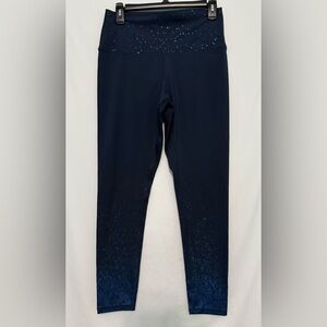 Z by Zobha Navy Blue With Blue Metallic Design Accent Leggings Size Large